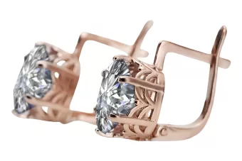 Originalus 14k rožinio aukso vintage Cyrkonia Auskarai Vintažiniai amatai vec016r