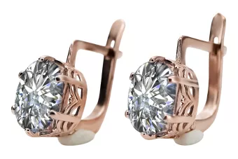 Circón Oro rosa antiguo original de 14k Pendientes Estilo vintage vec016r