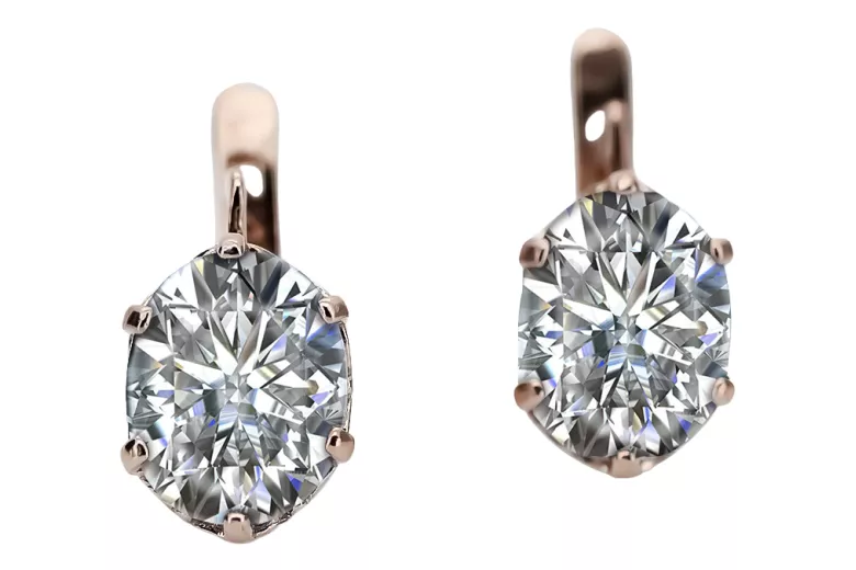 Vintage Jewlery Earrings Zircon Original Vintage 14K Rose Gold vec016r