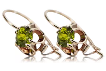 Pendientes Vintage Peridoto amarillo Oro rosa antiguo original de 14k vec035r