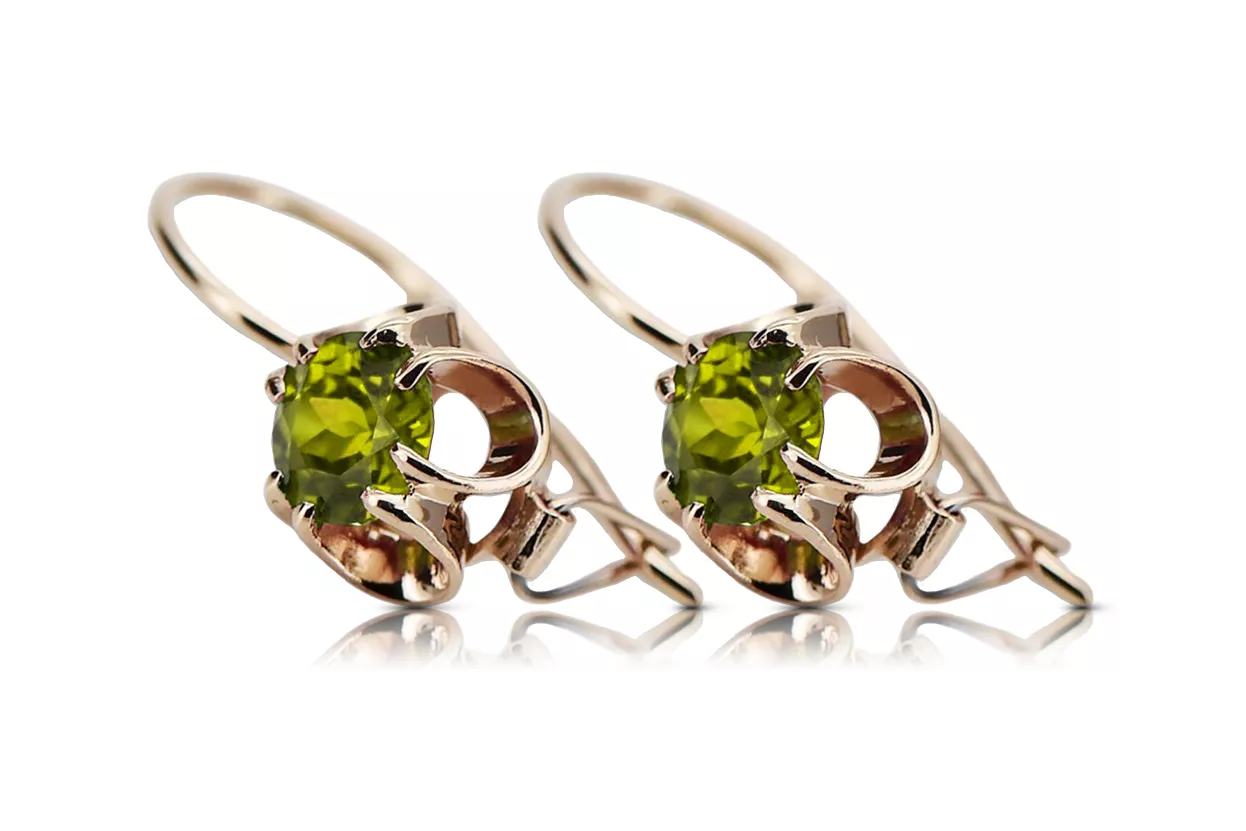 Pendientes Vintage Peridoto amarillo Oro rosa antiguo original de 14k vec035r Pendientes Vintage Peridoto amarillo Oro rosa antiguo original de 14k vec035r