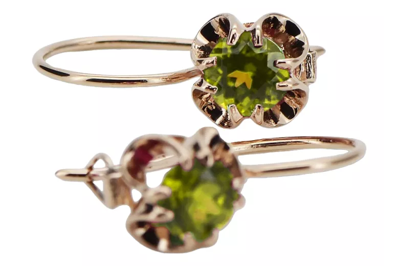Ohrringe Vintage Stil Gelber Peridot Originales Vintage-Roségold aus 14 Karat vec035r