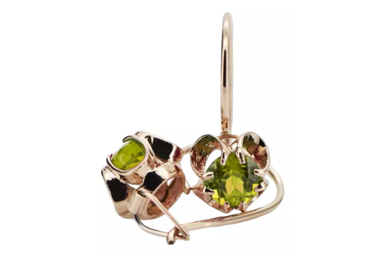 Ohrringe Vintage Stil Gelber Peridot Originales Vintage-Roségold aus 14 Karat vec035r