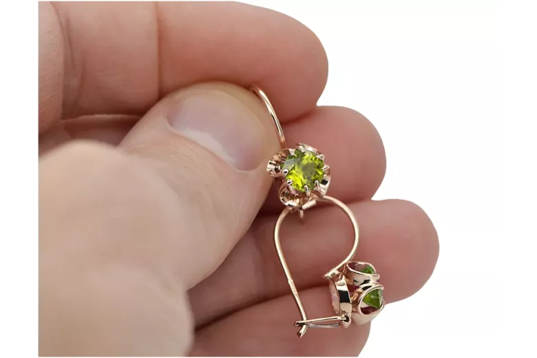 Ohrringe Vintage Stil Gelber Peridot Originales Vintage-Roségold aus 14 Karat vec035r