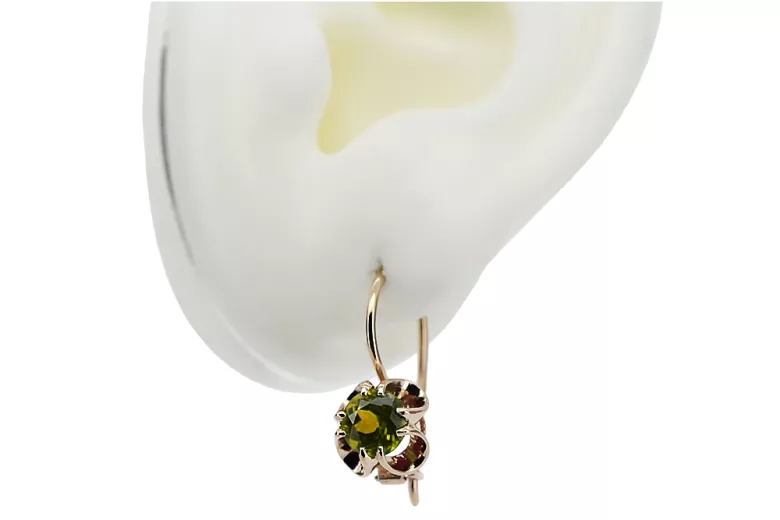 Ohrringe Vintage Stil Gelber Peridot Originales Vintage-Roségold aus 14 Karat vec035r