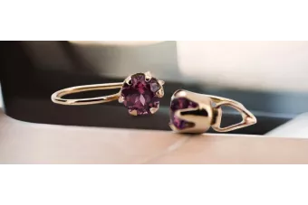 Auskarai Vintage Rubinas Originalus 14k rožinio aukso vintage vec056r