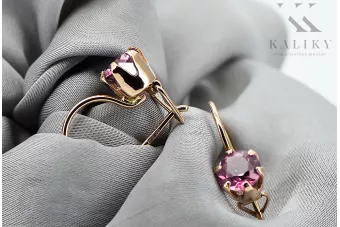 Amatista Oro rosa antiguo original de 14k Pendientes Vintage vec056r