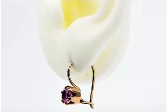 Обеци Аметист Оригинално ретро 14k розово злато Винтидж бижута vec056r