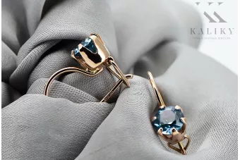 Обеци Аквамарин Оригинално ретро 14k розово злато Винтидж стил vec056r