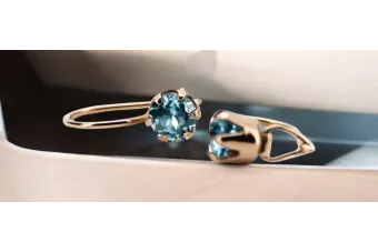 Vintage style Earrings Aquamarine Original Vintage 14K Rose Gold vec056r