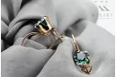 Oro rosa antiguo original de 14k Esmeralda Pendientes Artesanía vintage vec056r
