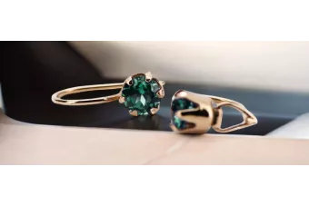 Emerald Original Vintage 14K Rose Gold Earrings Vintage style vec056r