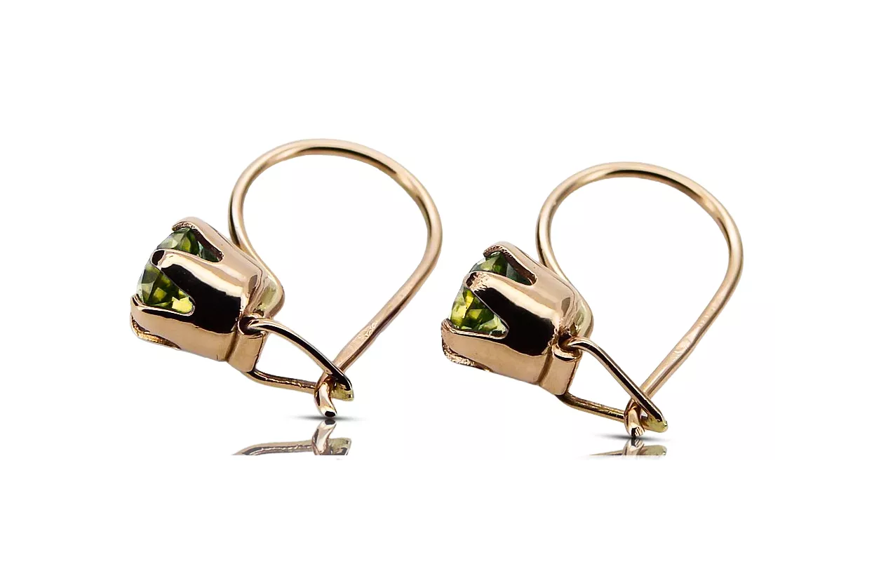 Vintage style Earrings Yellow Peridot Original Vintage 14K Rose Gold vec056r Vintage style Earrings Yellow Peridot Original Vintage 14K Rose Gold vec056r
