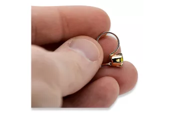 Oro rosa antiguo original de 14k Peridoto amarillo Pendientes Artesanía vintage vec056r