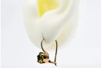 Originalus 14k rožinio aukso vintage Geltonasis peridotas Auskarai Vintažiniai amatai vec056r