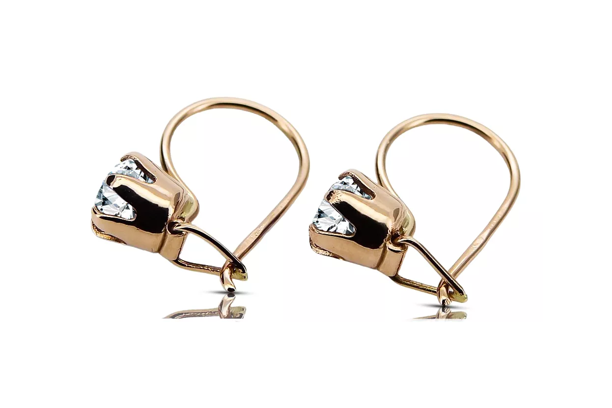 Ohrringe Zirkon Originales Vintage-Roségold aus 14 Karat Vintage vec056r Ohrringe Zirkon Originales Vintage-Roségold aus 14 Karat Vintage vec056r