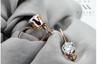 Oro rosa antiguo original de 14k Circón Pendientes Joyería vintage vec056r