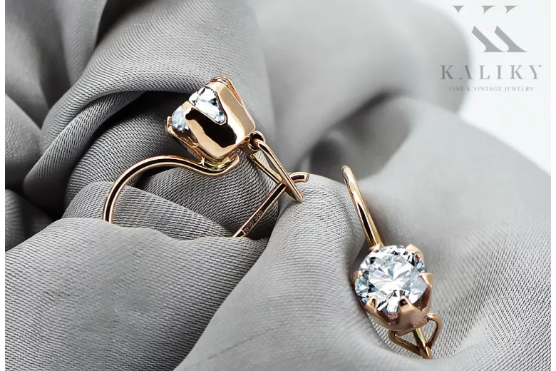 Original vintage din aur roz de 14k Zircon Cercei Stil Vintage vec056r