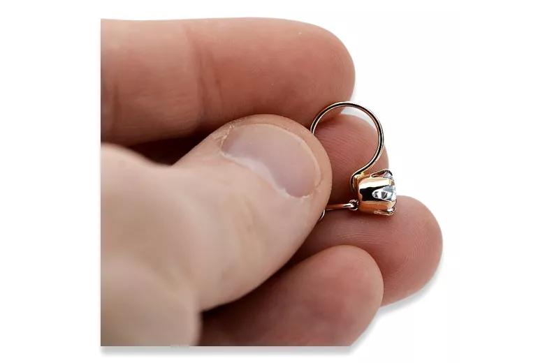 Ohrringe Zirkon Originales Vintage-Roségold aus 14 Karat Vintage vec056r