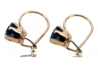 Сережки Вінтаж стиль Сапфір Оригінальне вінтажне рожеве золото 14 карат vec056r