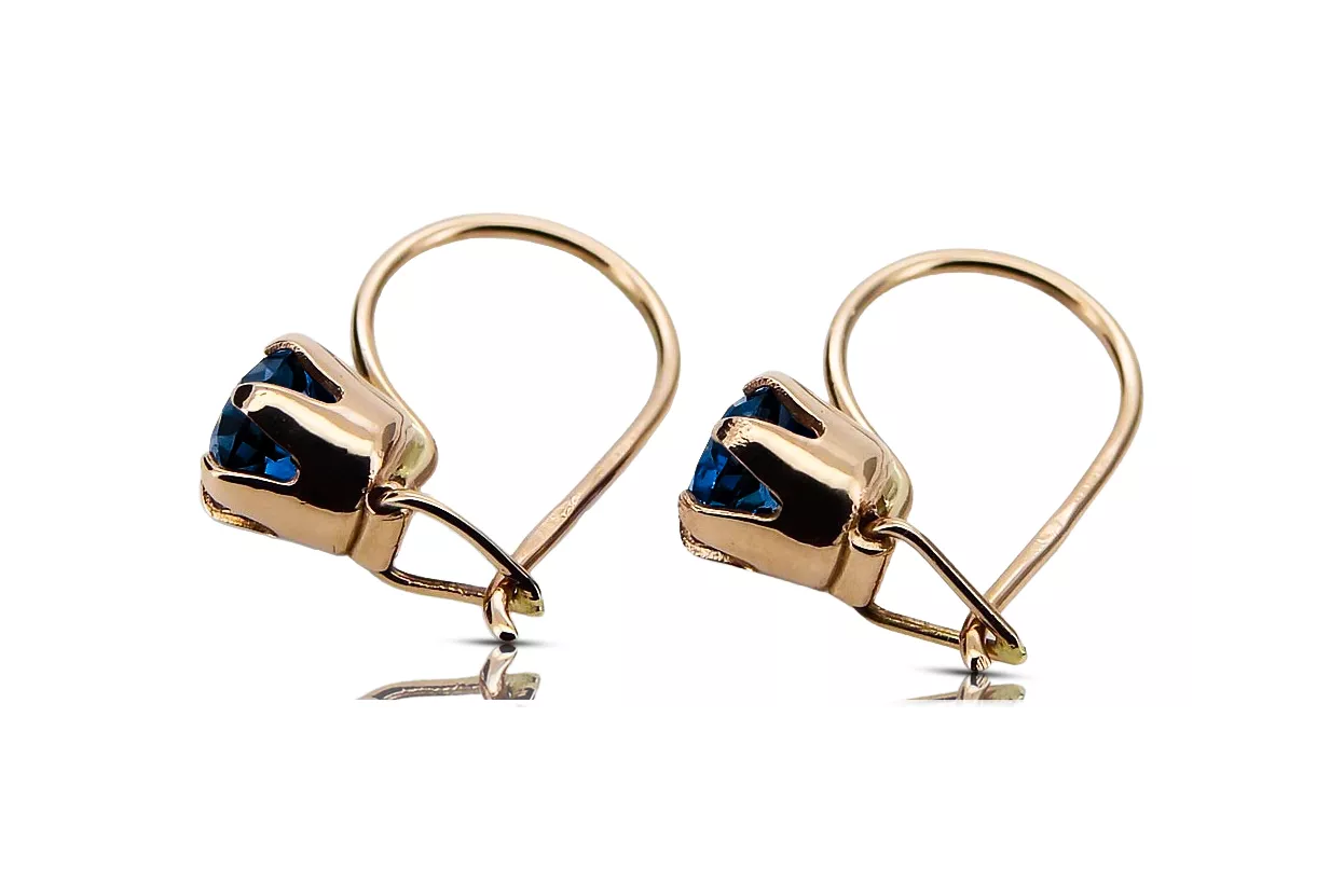 Sapphire Original Vintage 14K Rose Gold Earrings Vintage craft vec056r Sapphire Original Vintage 14K Rose Gold Earrings Vintage craft vec056r