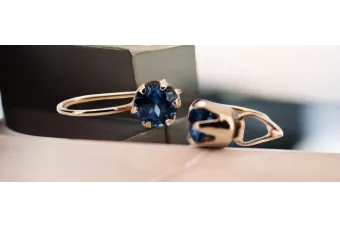 Auskarai Vintažiniai papuošalai Sapyras Originalus 14k rožinio aukso vintage vec056r