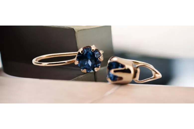 Sapphire Original Vintage 14K Rose Gold Earrings Vintage craft vec056r