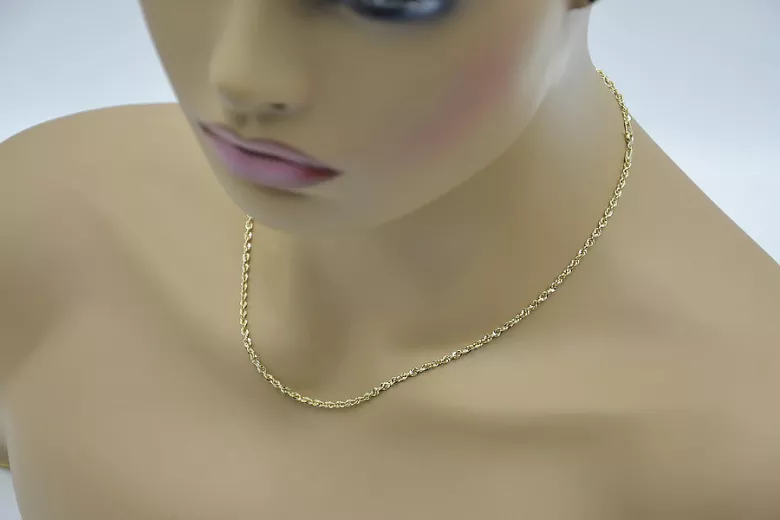 Italian yellow 14k 585 gold Rope Singapore chain cc074y