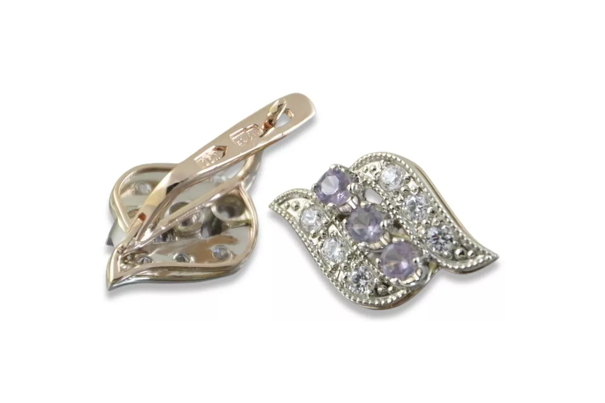 Russische Sowjetische Rose Pink 14k 585 Gold Ohrringe vec068 Alexandrit Rubin Smaragd Saphir ... Russische Sowjetische Rose Pink 14k 585 Gold Ohrringe vec068 Alexandrit Rubin Smaragd Saphir ...