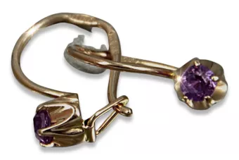 Vintage rose pink 14k 585 gold earrings vec080 alexandrite ruby emerald sapphire ...