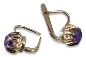 Russische Sowjetische Rose Pink 14k 585 Gold Ohrringe vec081 Alexandrit Rubin Smaragd Saphir ...