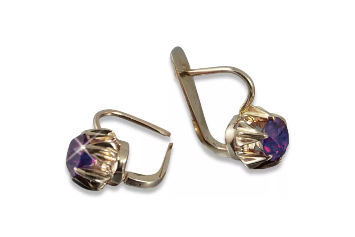 Vintage rose pink 14k 585 gold earrings vec081 alexandrite ruby emerald sapphire ... Vintage rose pink 14k 585 gold earrings vec081 alexandrite ruby emerald sapphire ...