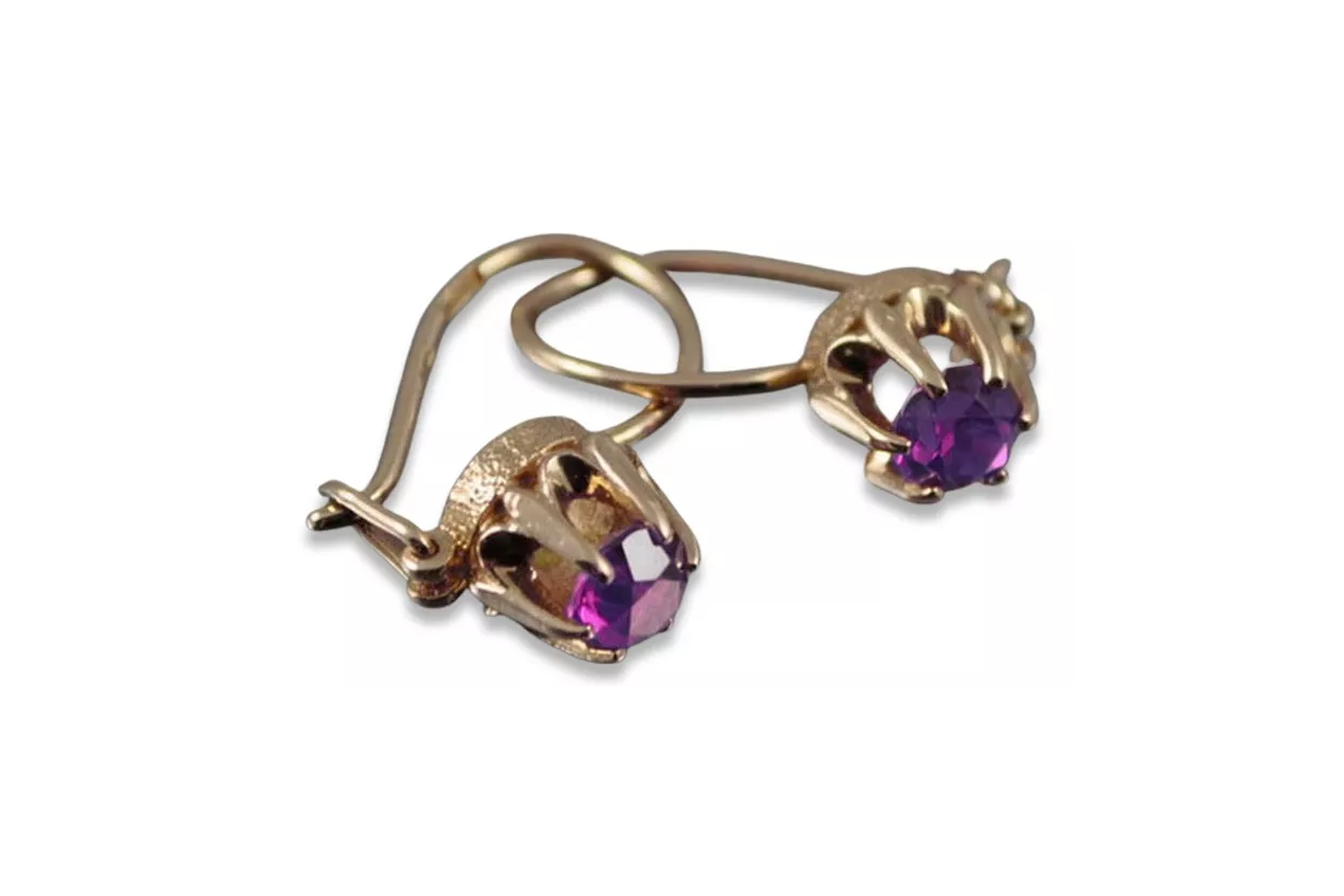 Vintage rose pink 14k 585 gold earrings vec085 alexandrite ruby emerald sapphire ... Vintage rose pink 14k 585 gold earrings vec085 alexandrite ruby emerald sapphire ...