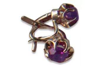 Vintage rose pink 14k 585 gold earrings vec086 alexandrite ruby emerald sapphire ...