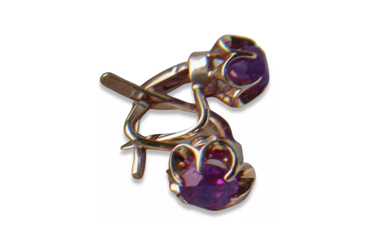 Vintage rose pink 14k 585 gold earrings vec086 alexandrite ruby emerald sapphire ... Vintage rose pink 14k 585 gold earrings vec086 alexandrite ruby emerald sapphire ...