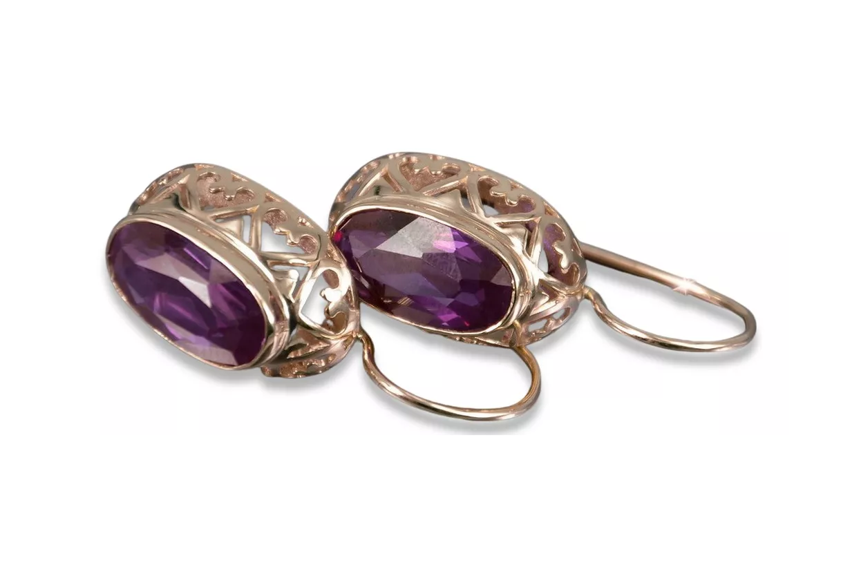 Vintage rose pink 14k 585 gold earrings vec088 alexandrite ruby emerald sapphire ... Vintage rose pink 14k 585 gold earrings vec088 alexandrite ruby emerald sapphire ...
