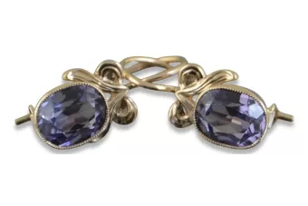 Vintage rose pink 14k 585 gold earrings vec089 alexandrite ruby emerald sapphire ...