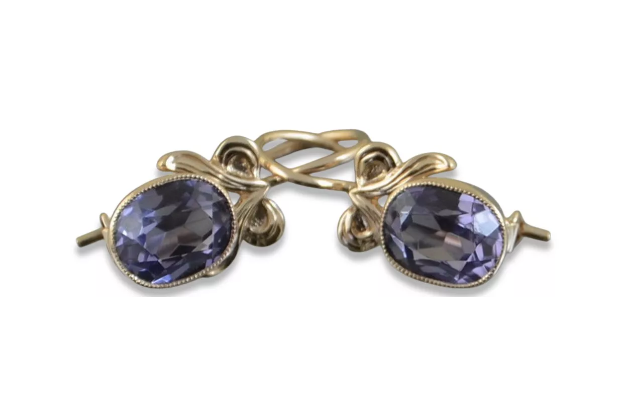 Vintage rose pink 14k 585 gold earrings vec089 alexandrite ruby emerald sapphire ... Vintage rose pink 14k 585 gold earrings vec089 alexandrite ruby emerald sapphire ...