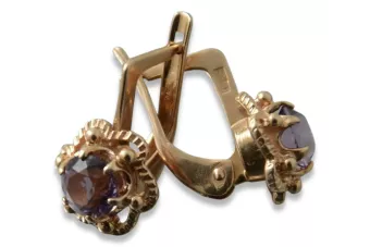 Русская советская розовая роза 14k 585 золото серьги vec090 александрит рубин изумруд сапфир ...