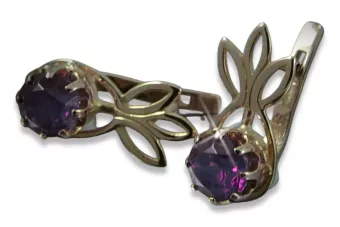 Vintage rose pink 14k 585 gold earrings vec091 alexandrite ruby emerald sapphire ...