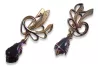 Vintage rose pink 14k 585 gold earrings vec097 alexandrite ruby emerald sapphire ...