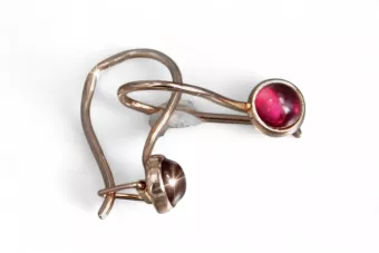Vintage rose pink 14k 585 gold earrings vec103 alexandrite ruby emerald sapphire ...