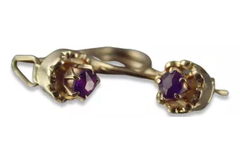 Vintage rose pink 14k 585 gold earrings vec104 alexandrite ruby emerald sapphire ...