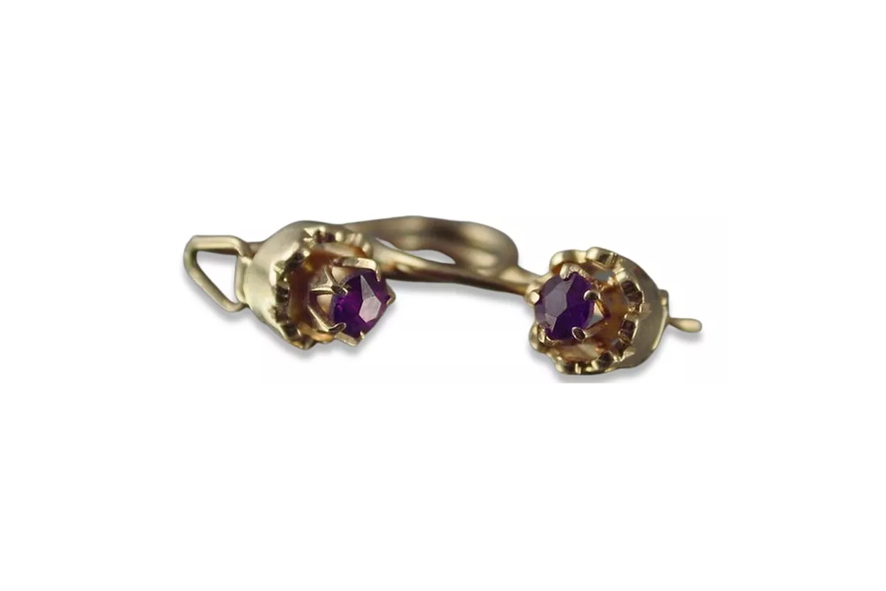 Vintage rose pink 14k 585 gold earrings vec104 alexandrite ruby emerald sapphire ... Vintage rose pink 14k 585 gold earrings vec104 alexandrite ruby emerald sapphire ...