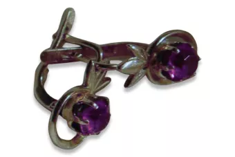 Vintage rose pink 14k 585 gold earrings vec106 alexandrite ruby emerald sapphire ...