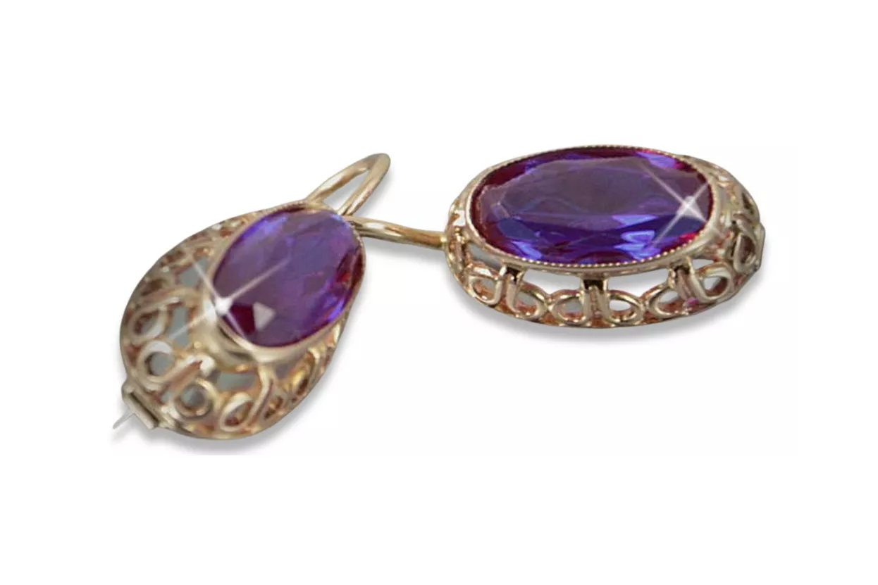 Vintage rose pink 14k 585 gold earrings vec112 alexandrite ruby emerald sapphire ... Vintage rose pink 14k 585 gold earrings vec112 alexandrite ruby emerald sapphire ...