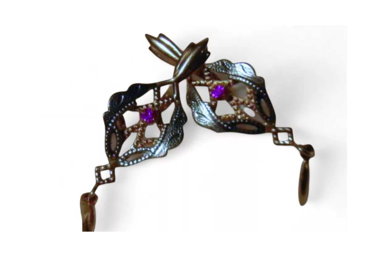 Vintage rose pink 14k 585 gold earrings vec115 alexandrite ruby emerald sapphire ...