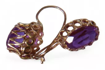 Vintage rose pink 14k 585 gold earrings vec128 alexandrite ruby emerald sapphire ...