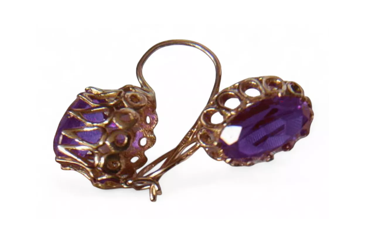 Vintage rose pink 14k 585 gold earrings vec128 alexandrite ruby emerald sapphire ... Vintage rose pink 14k 585 gold earrings vec128 alexandrite ruby emerald sapphire ...