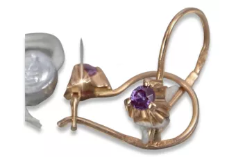 Ruso soviético rosa rosa 14k 585 pendientes de oro vec129 alejandrita rubí esmeralda zafiro ...